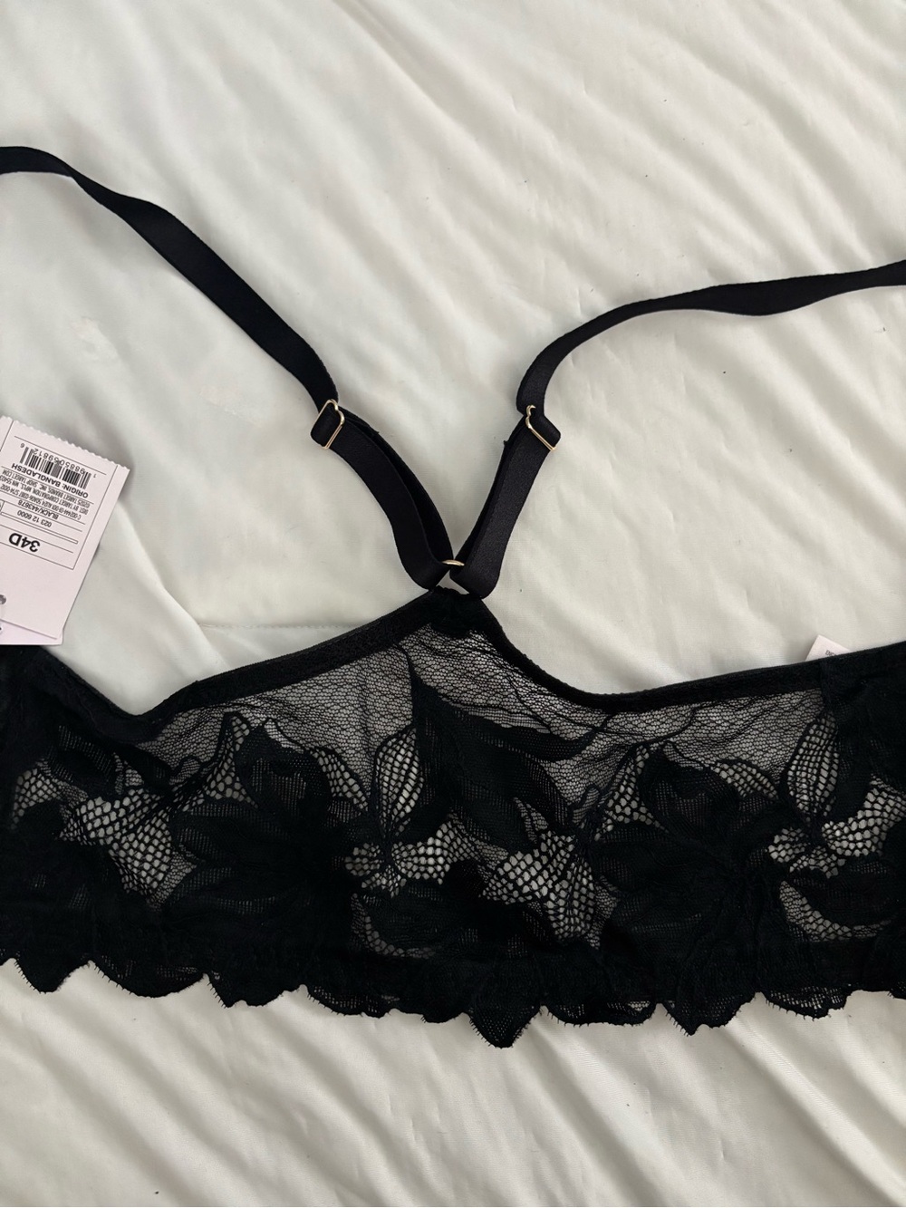 Auden Black Lace Bra with Gold Center Accent - Picture 5 of 5